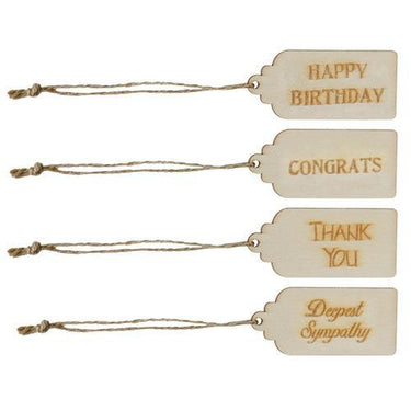 4 Set Wood Greetings Tags - The Fox Decor